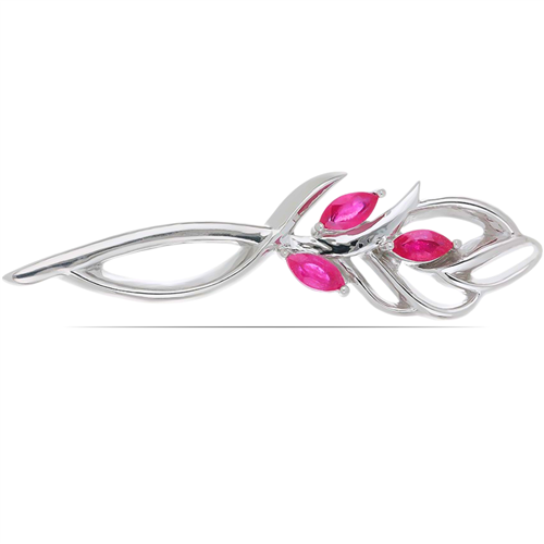 BUY 925 SILVER BROOCH WITH RUBY GEMSTONE